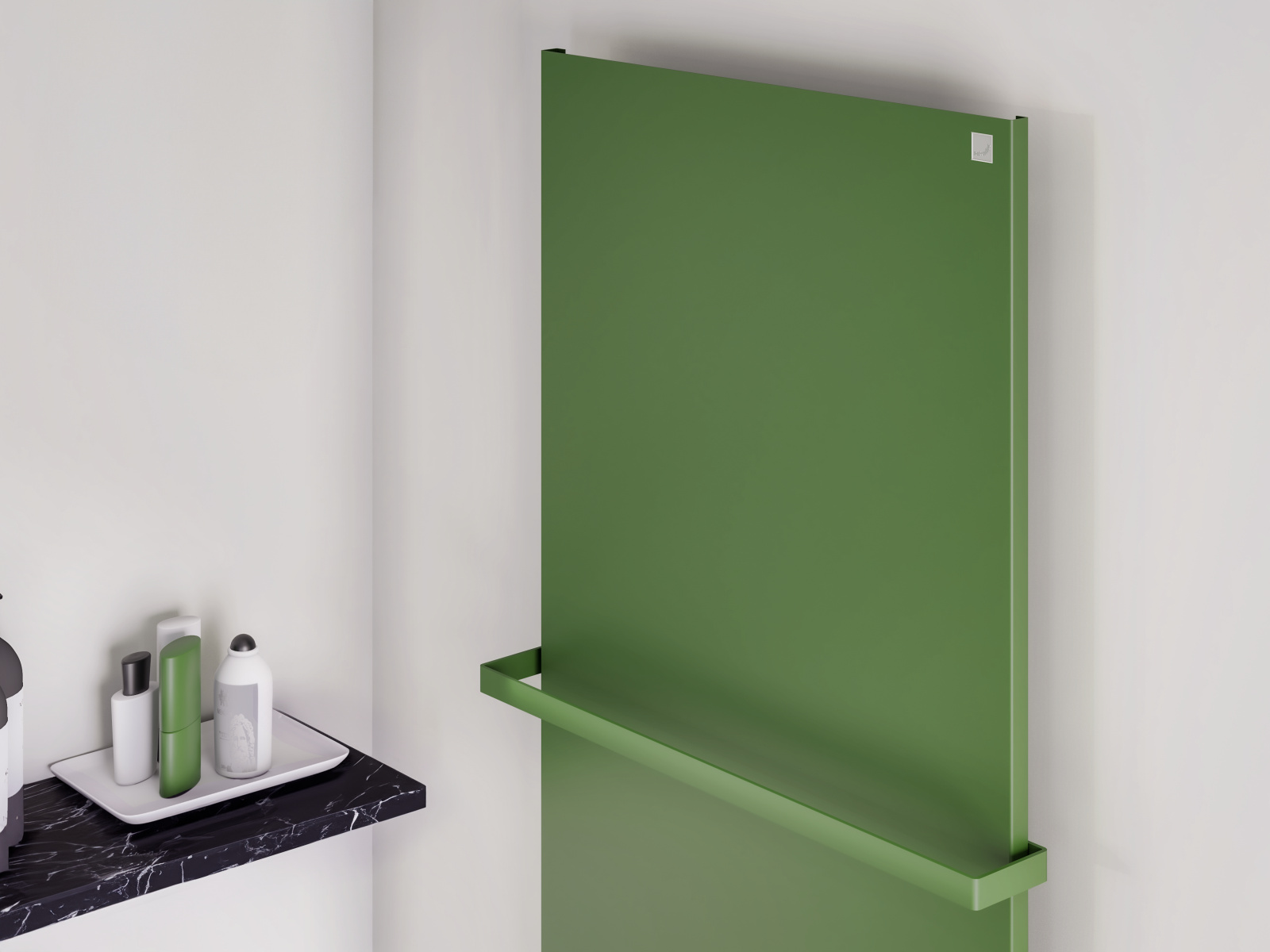 Zehnder_RAD_Fina-Lean-Bar_FIFE-180-060_Coloured-Bar_ResedaGreen_milieu_closeup Rendering Zehnder Fina Lean Bar Decorative radiator Angled view