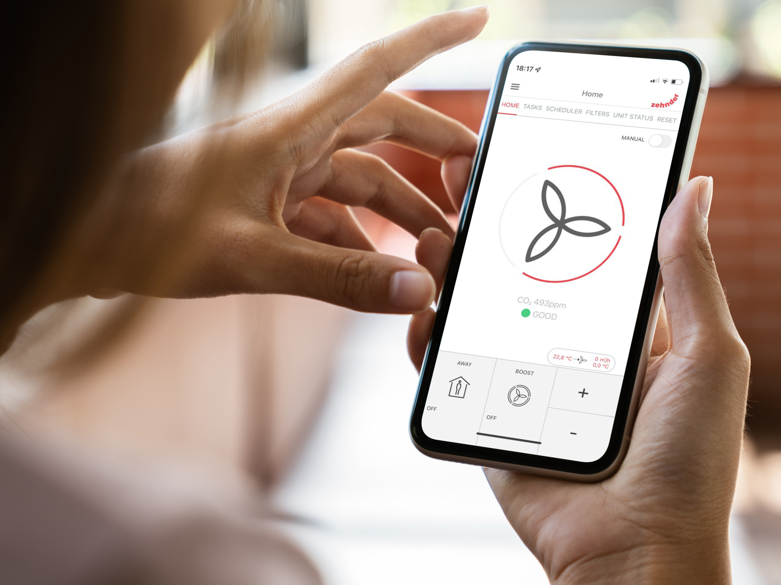 mock up phone, C02 sensor, app
