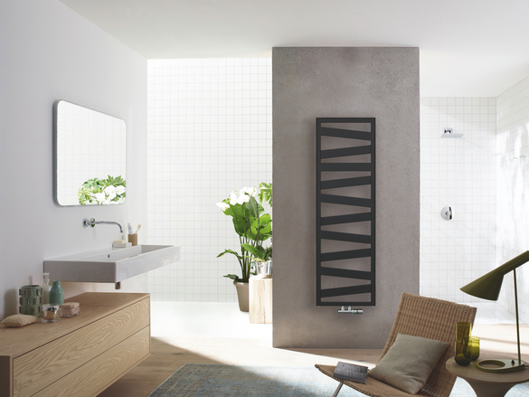 Rendering Zehnder Ribbon Decorative radiator Angled view