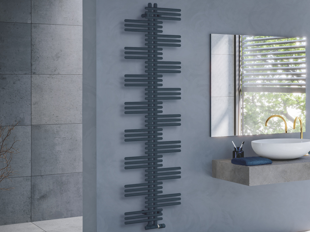 Zehnder_RAD-Yucca-HY-milieu-bathroom_GentianBlue Rendering Zehnder Yucca Decorative radiator Angled view