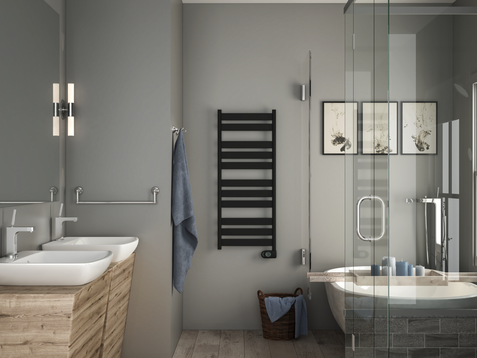 Zehnder_RAD_Zeta-EL_BlackMatt_millieu_bathroom Rendering Zehnder Zeta Decorative radiator