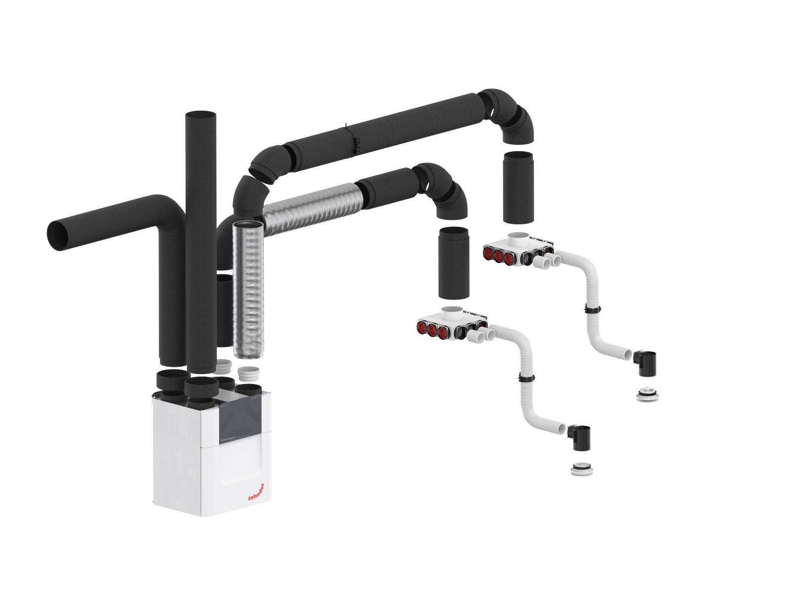 Focus Zehnder ComfoPipe Compact Comfortable indoor ventilation Angled view