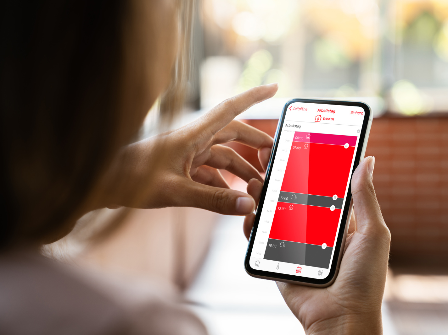 mock up, phone, in hand, connect App, people, woman,