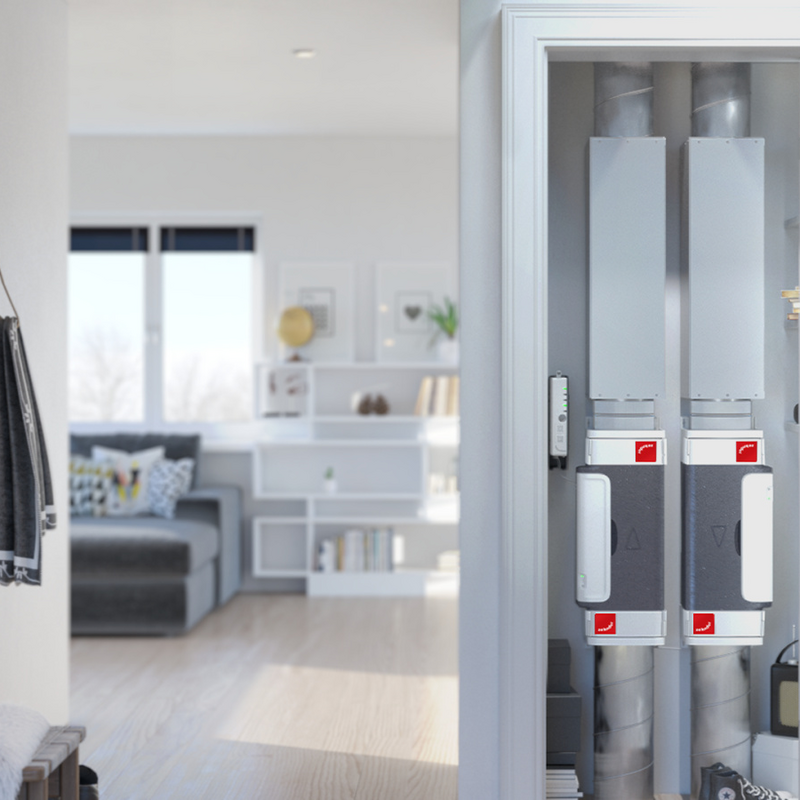 Rendering Zehnder ComfoVar Aero Comfortable indoor ventilation Front view