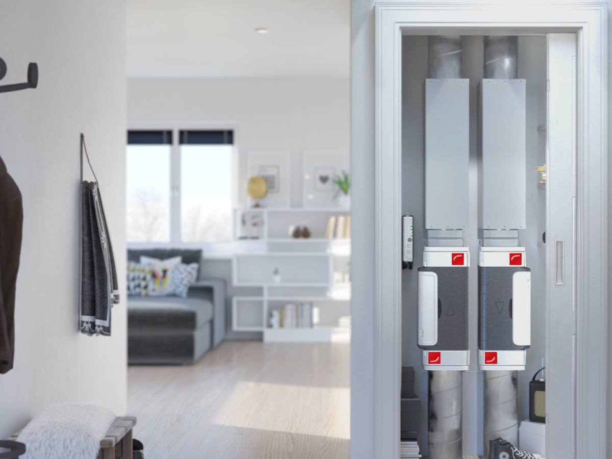 Rendering Zehnder ComfoVar Aero Comfortable indoor ventilation Front view