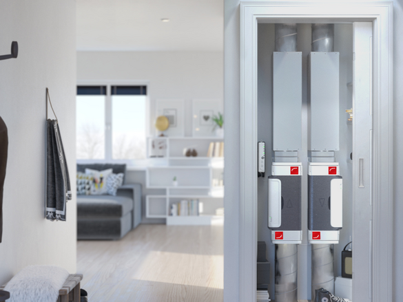 Rendering Zehnder ComfoVar Aero Comfortable indoor ventilation Front view