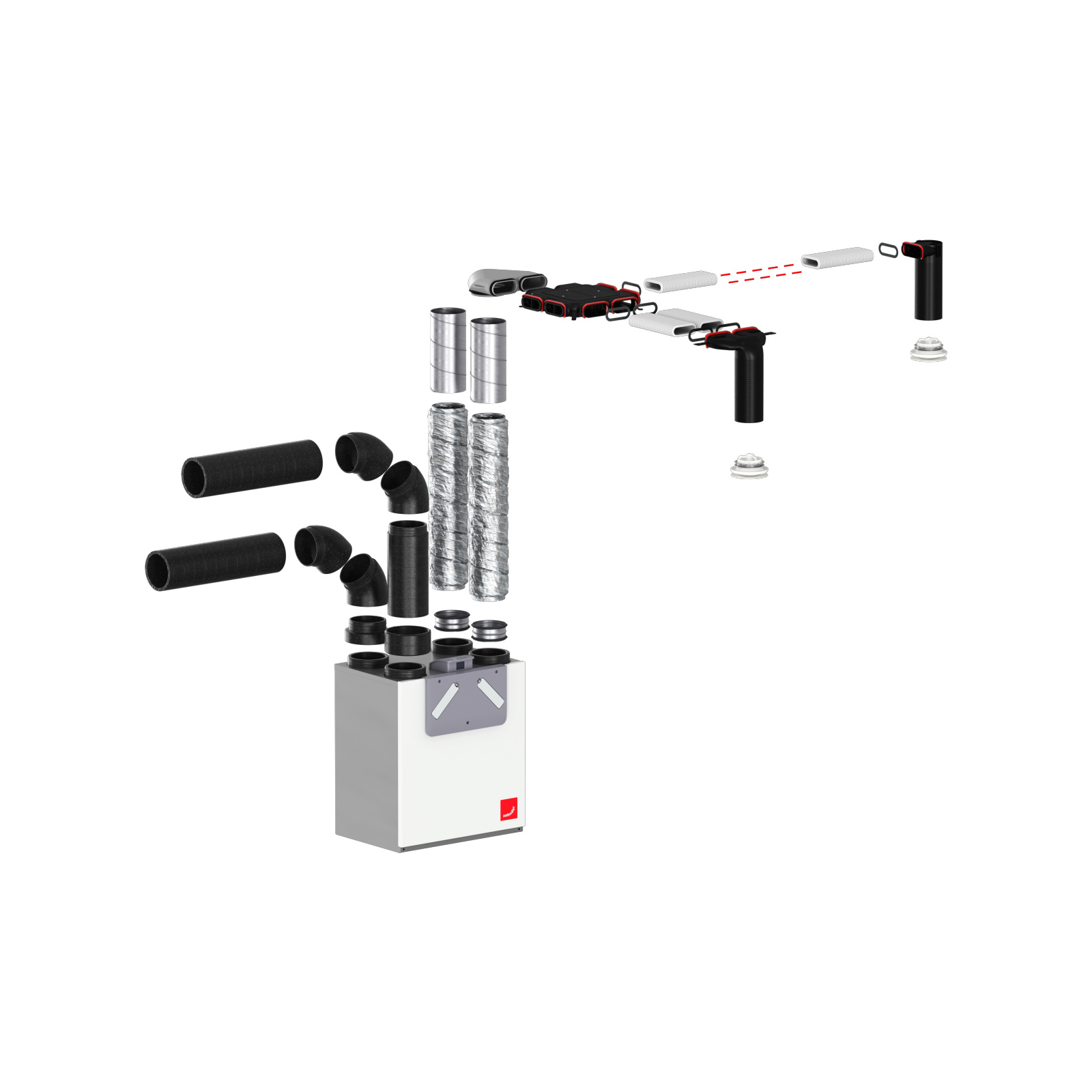 Cut-Out Zehnder ComfoValve Luna E125 Comfortable indoor ventilation Angled view