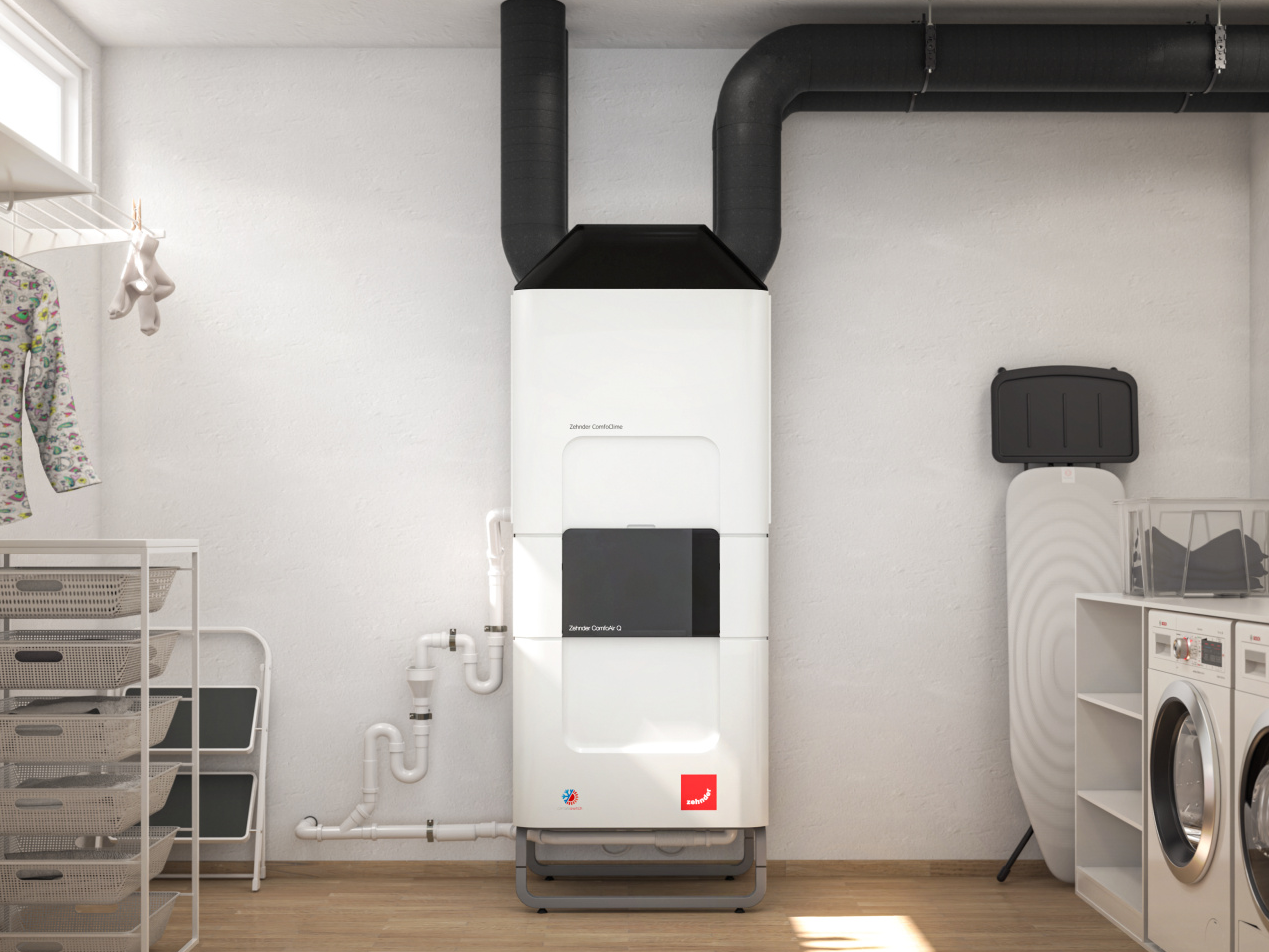 New windows? Plan for ventilation at the same time Zehnder ventilation unit installed in utility room for fresh indoor air