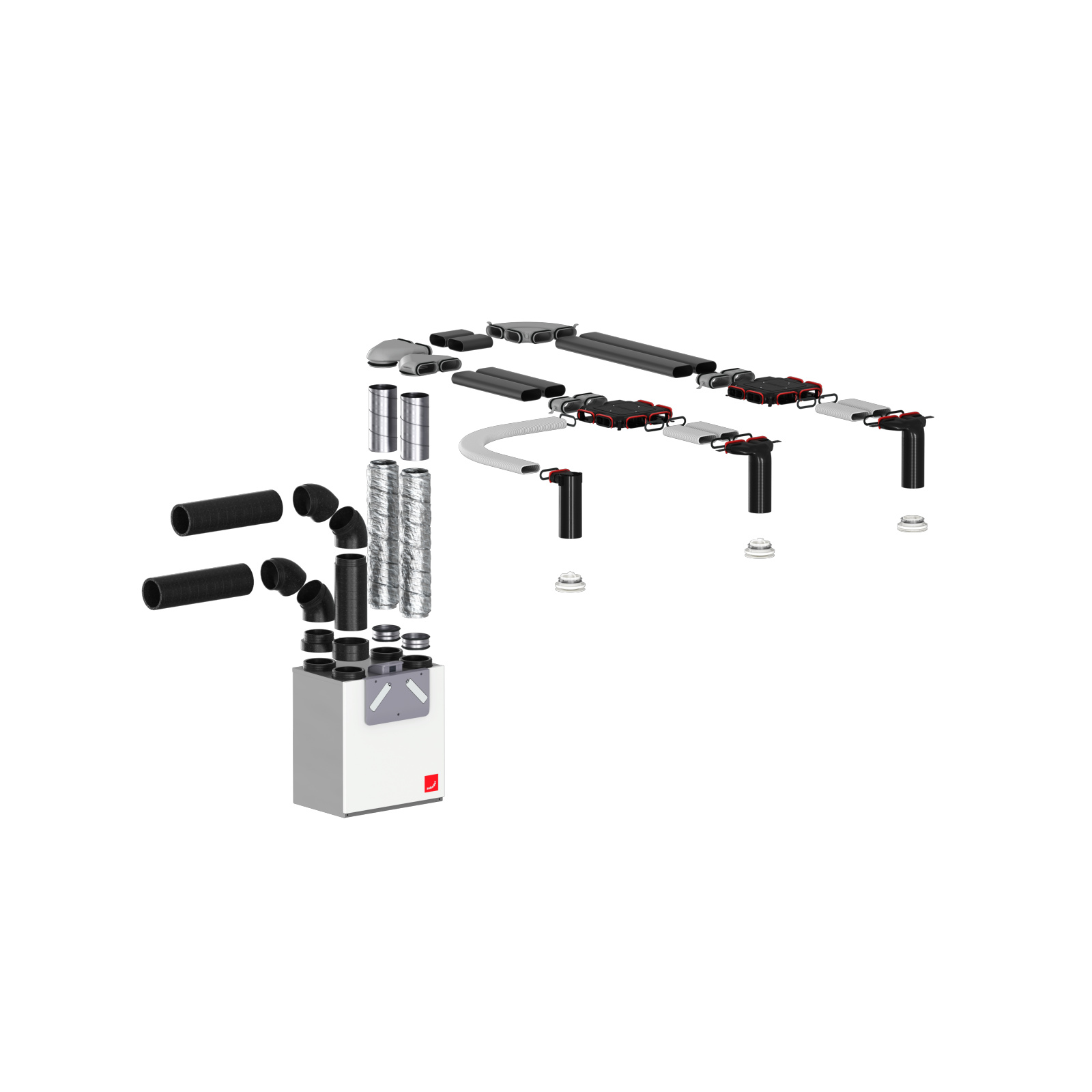 Cut-Out Zehnder ComfoCube flat 51 Comfortable indoor ventilation Angled view