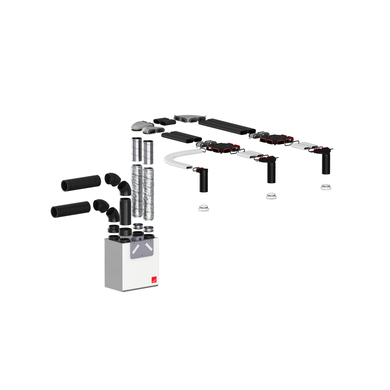 Cut-Out Zehnder ComfoCube flat 51 Comfortable indoor ventilation Angled view