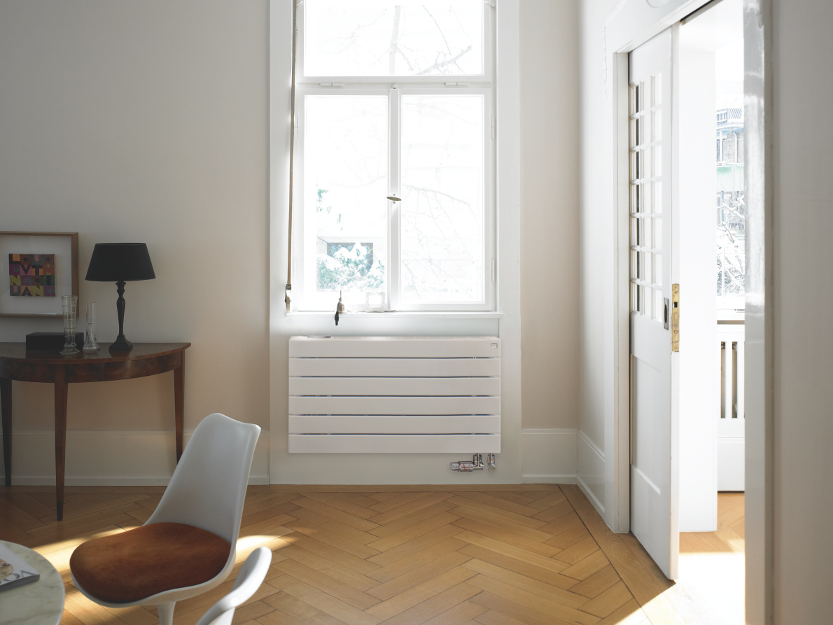 Zehnder_RAD_Nova-Neo-HY_botton right connection_living room Rendering Zehnder Nova Neo Decorative radiator Front view