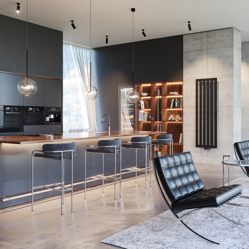 Rendering Zehnder Metropolitan Spa Decorative radiator Angled view