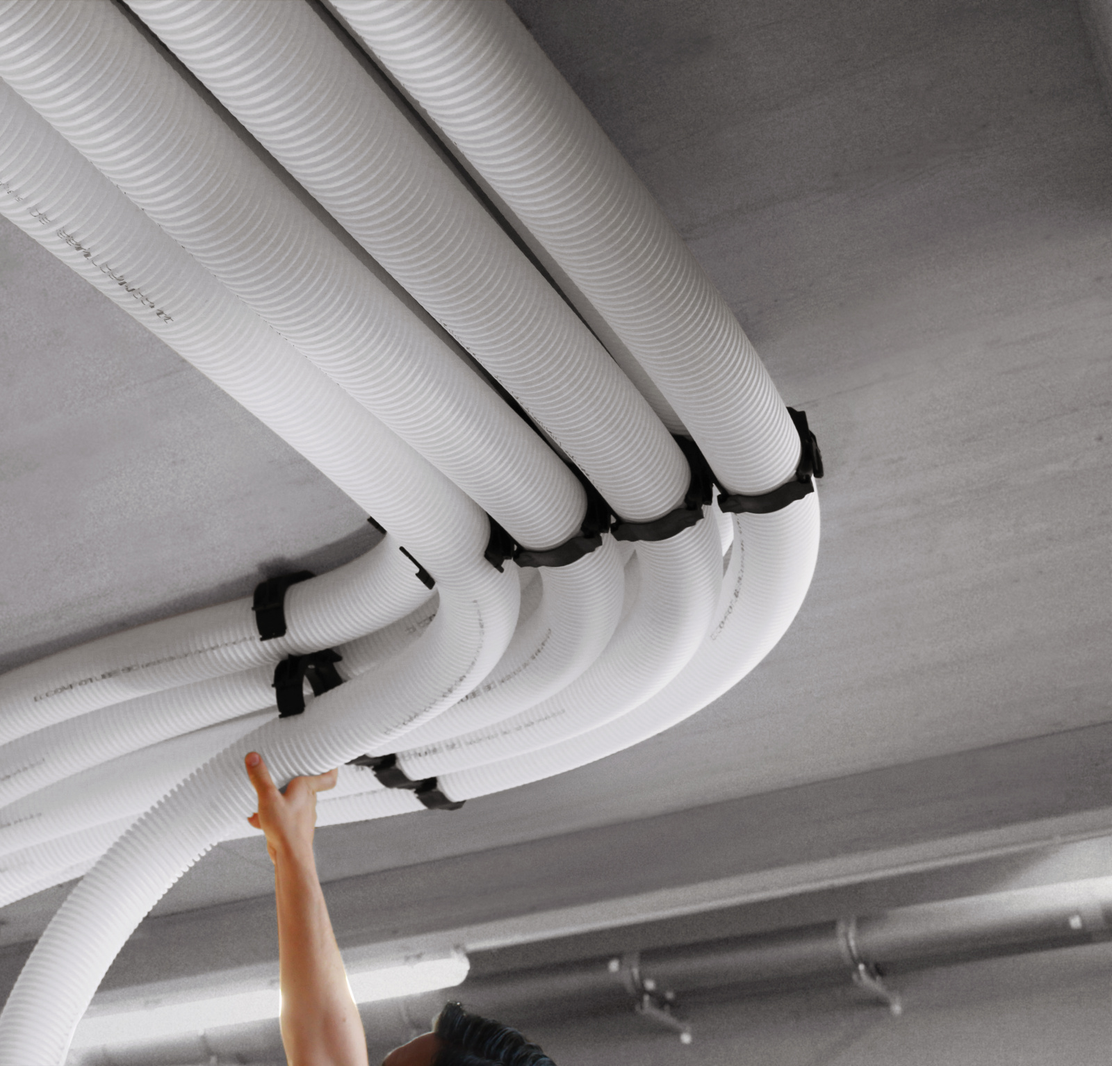 Rendering Zehnder ComfoTube Flow Comfortable indoor ventilation Bottom view