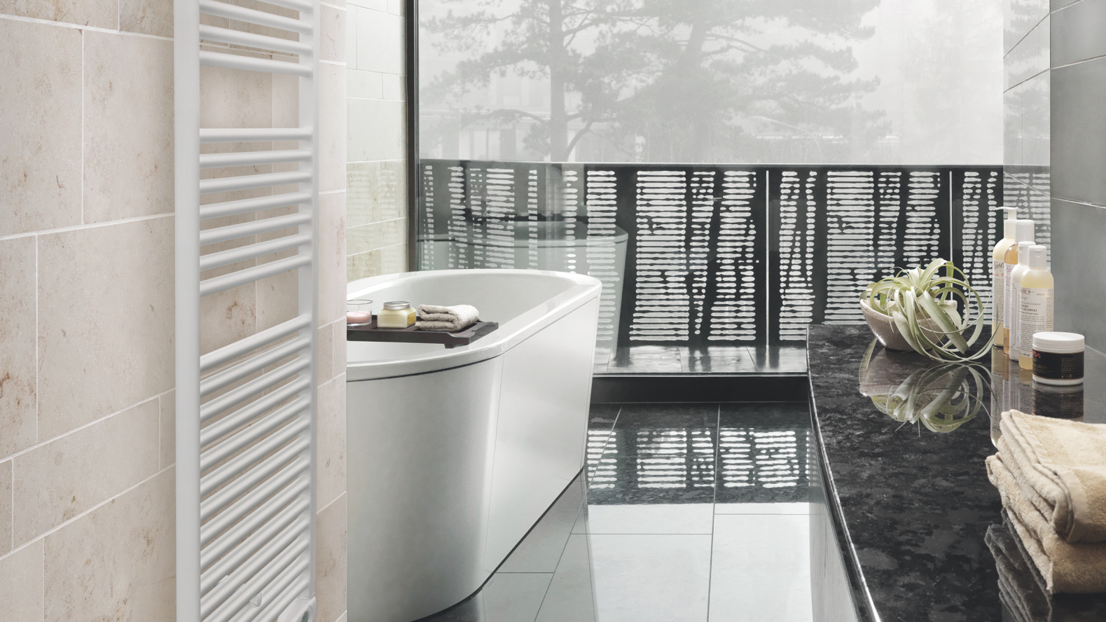 Zehnder_RAD_Aura-EL_LCE-150-60-MS-RAL9016-milieu-bathroom_1z1 Rendering Zehnder Aura Decorative radiator Front view